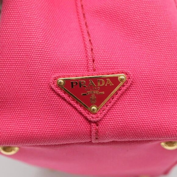 PRADA Canapa PM Hand Bag Canvas Pink Gold - Picture 10 of 16